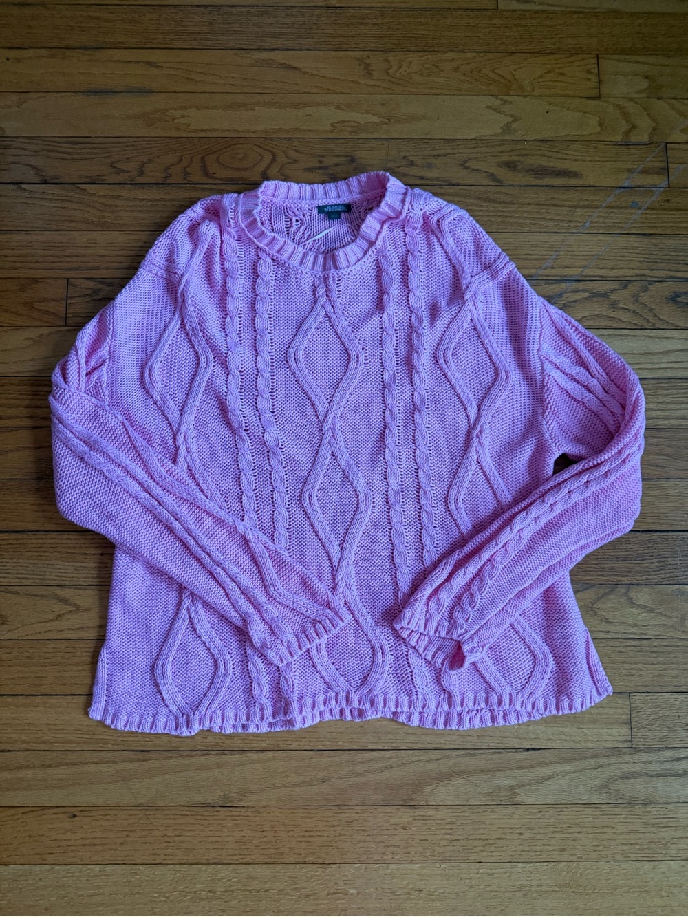 wild fable Pastel Pink Cable Knit Crewneck Sweater